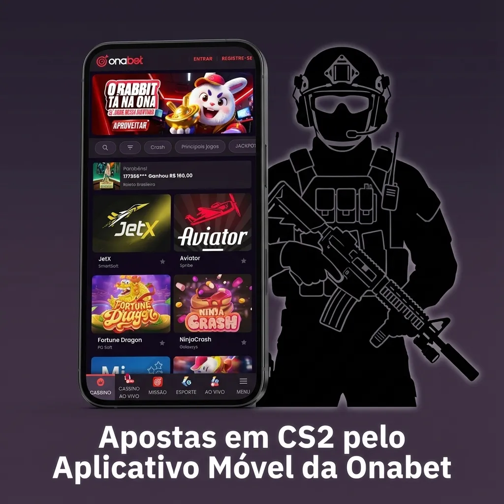 Smartphone showing Onabet mobile app with CS2 betting interface and live match notifications