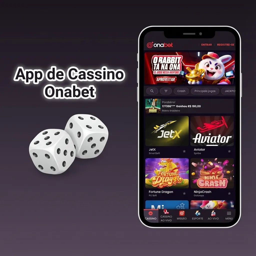 Onabet casino app interface showing live dealer games, slots, and table games from top providers like Pragmatic Play