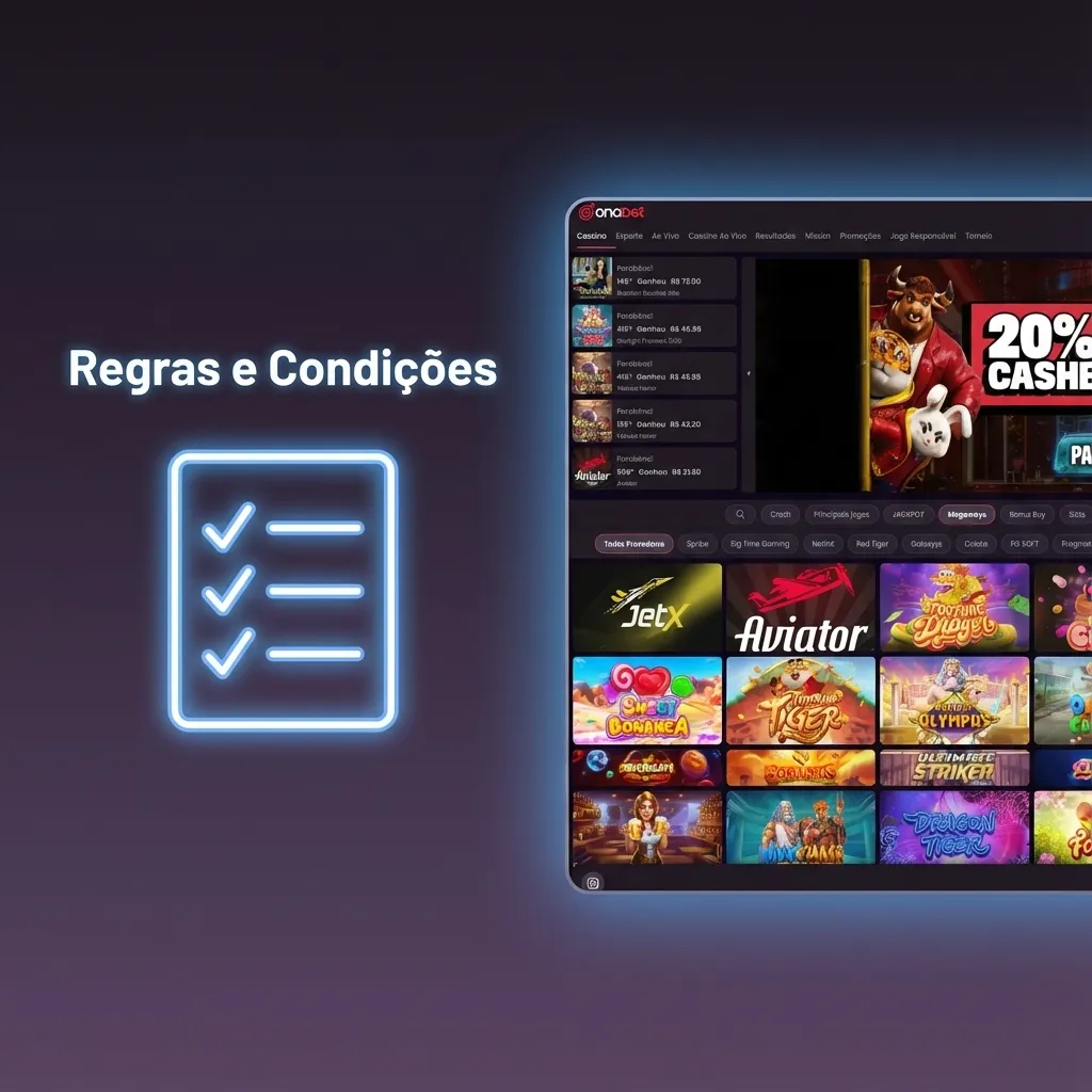 Documento com texto descrevendo regras de uso de plataforma de apostas, incluindo verificação de idade e condições de bônus