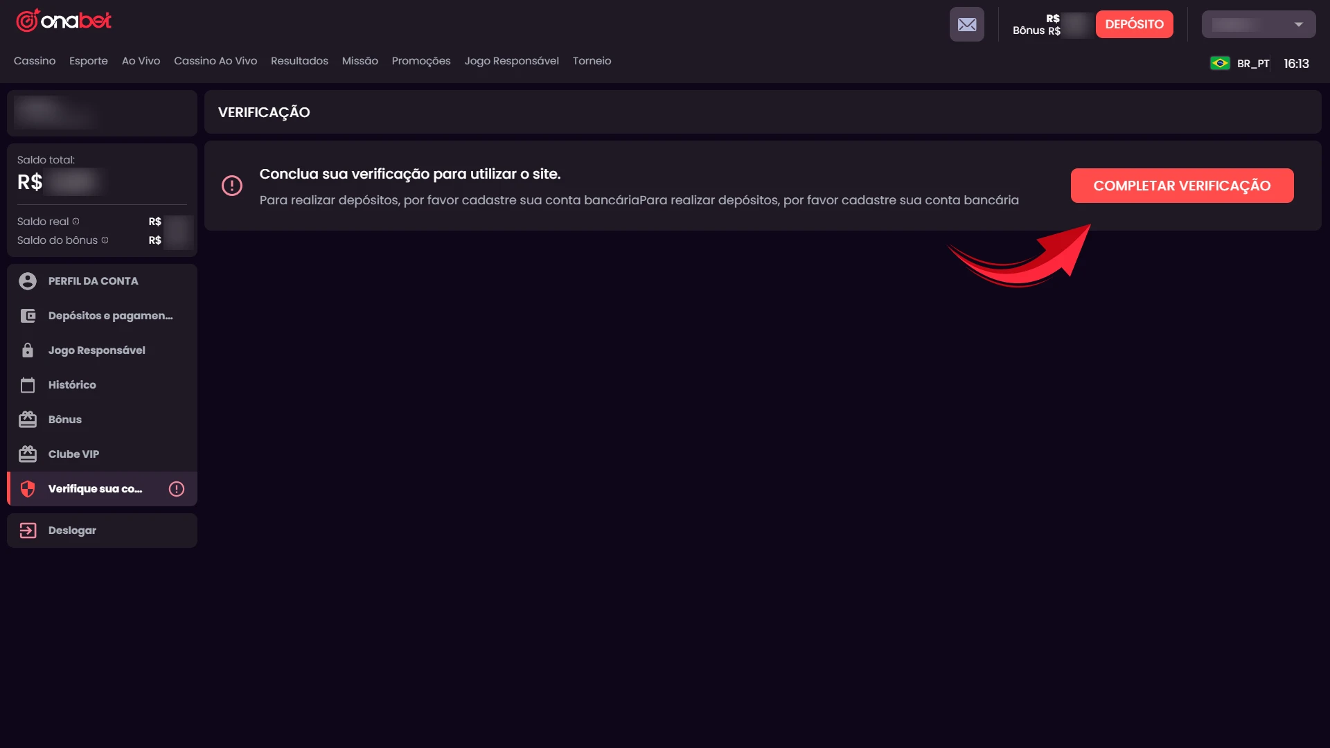 Envie as fotos dos seus documentos para completar a verificação de identidade na Onabet Brasil.
