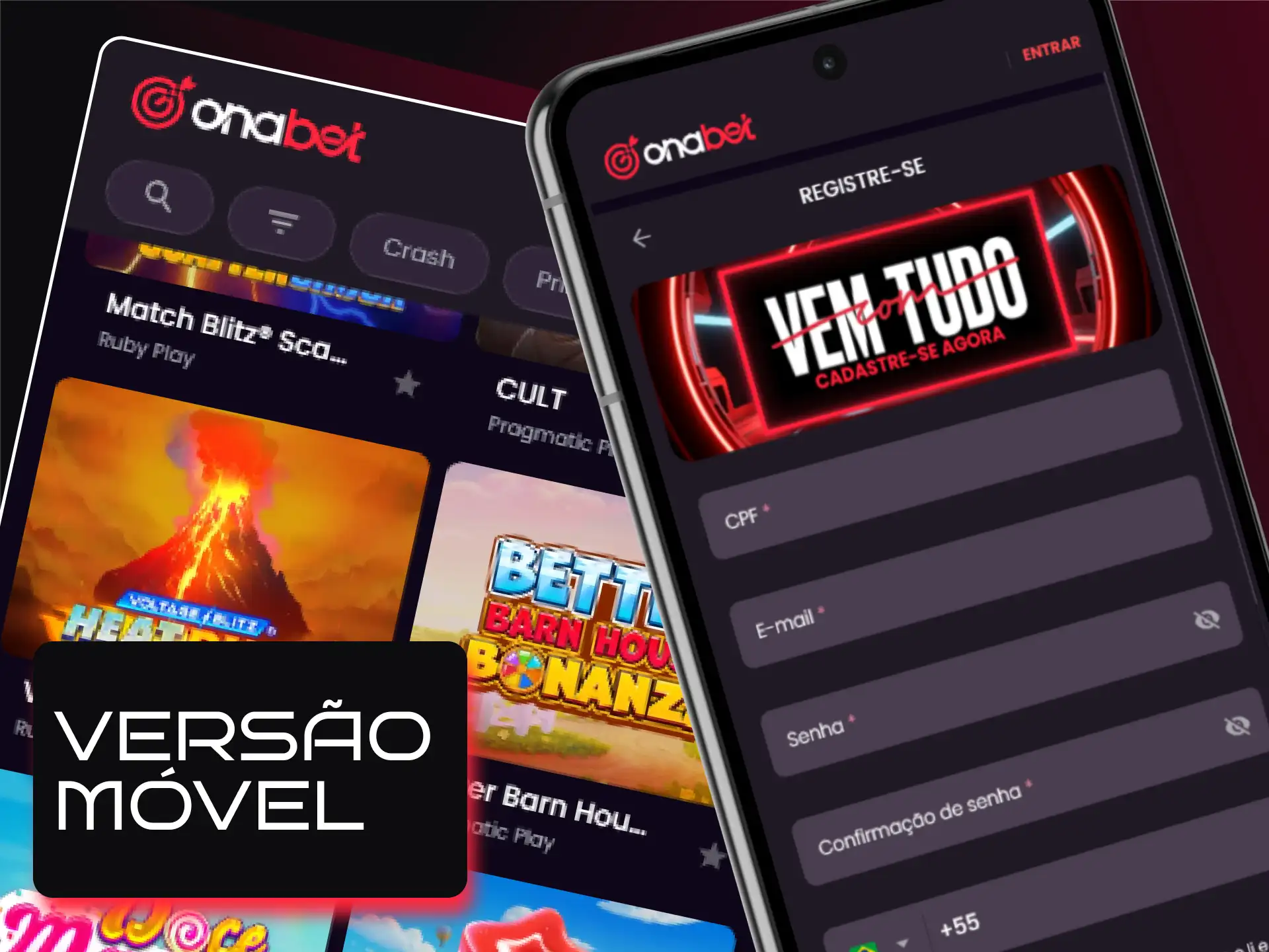 Interface rápida e recursos de apostas na versão web mobile da Onabet Brasil.