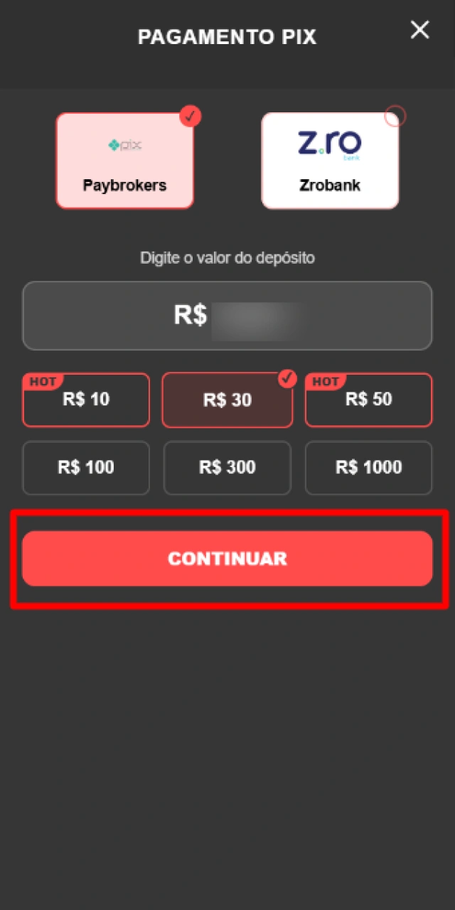 Gerando o código Pix e efetuando o pagamento para concluir o depósito na Onabet.