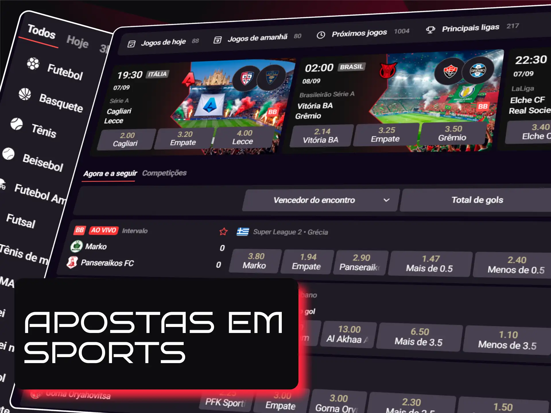 Modalidades esportivas e mercados de apostas online disponíveis na Onabet Brasil.