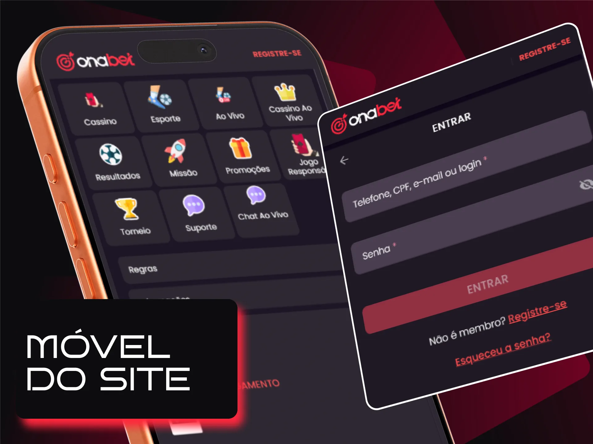 Navegação e recursos na versão mobile otimizada do site Onabet.