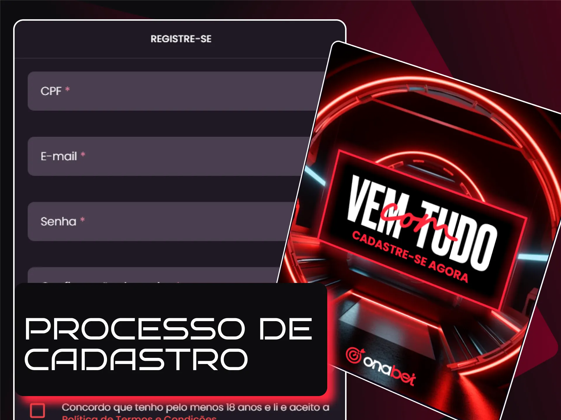 Passo a passo para criar uma conta e realizar seu cadastro na Onabet Brasil.